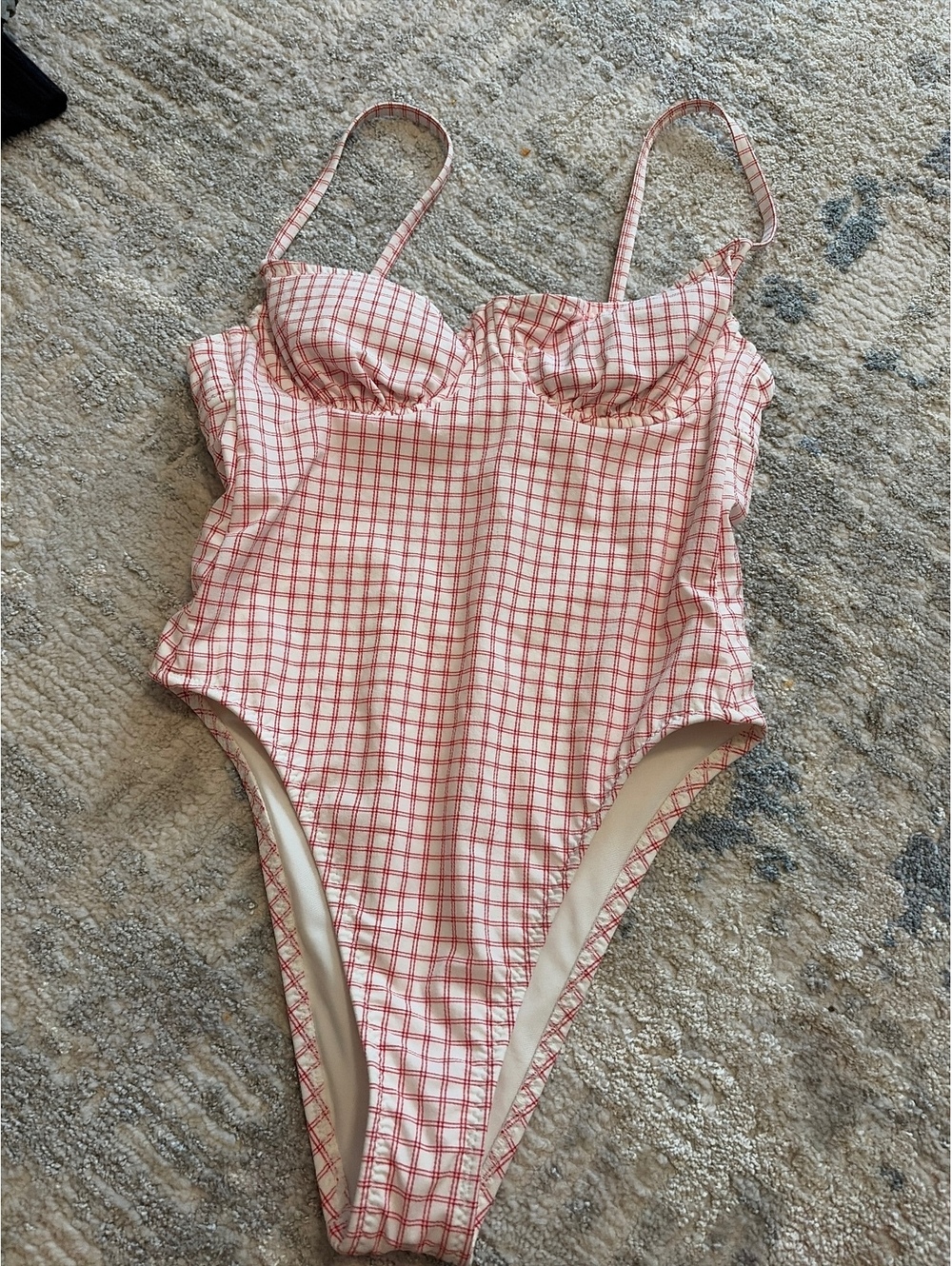 Solid & Striped Women's One-Piece Swimsuit in Red Checkered Pattern, Size XS